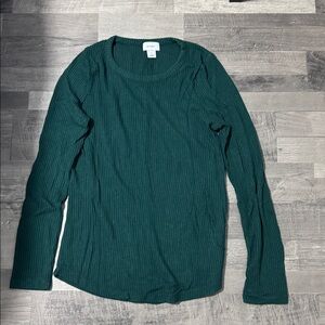 Old Navy Green Ribbed Long Sleeve Top